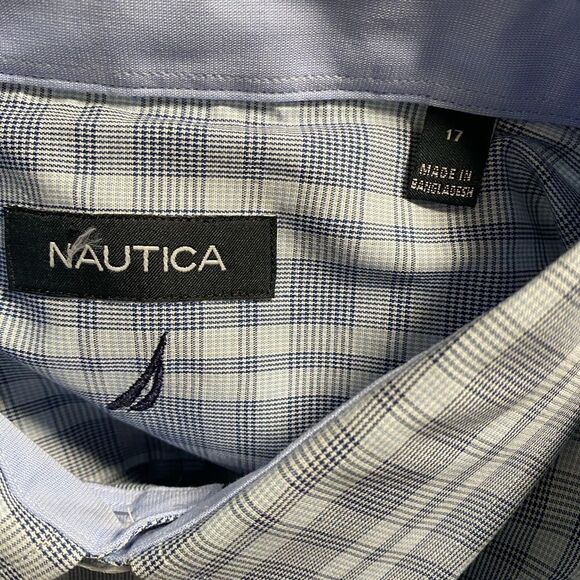 Nautica Classic Fit Bottom Up Long Sleeve Shirt Blue Men’s Size 17, 32/3… - Picture 7 of 12